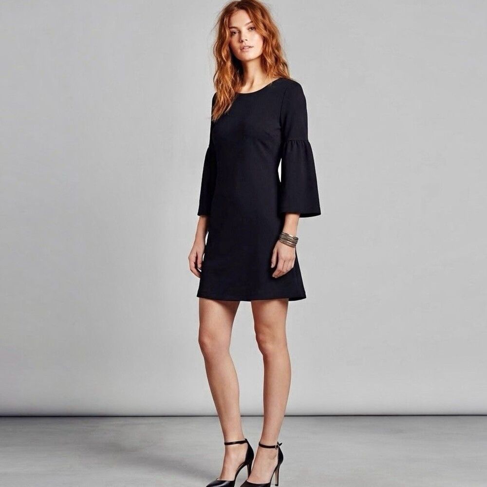 Gap Dress Black XS Shift Winter Fall Wedding Bell 3/4 Sleeve Fall Winter Office